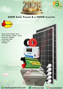 600W Solar Kit – 2x300W Panels, 2x150Ah Ritar Batteries, 1000W Inverter & Accessories