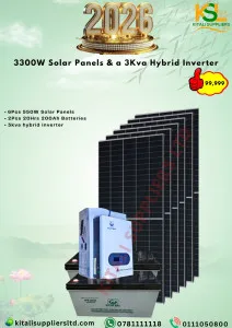 ☀️🔋 3.3kW Advanced Solar Power System – 6×550W Panels + 2×200Ah (20HR) Lithium Batteries + 3kVA Hybrid Inverter ⚡🏡