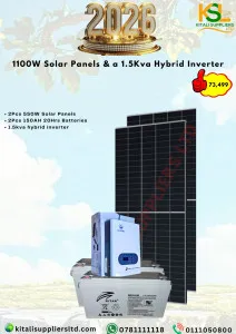 ☀️🔋 1.1kW Solar Power Kit – 2×550W Panels + 2×150Ah Lithium Batteries + 1.5kVA Hybrid Inverter