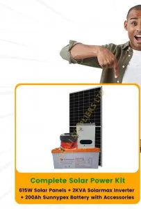 🌞 615W Solar Panel Kit with 2kVA Hybrid Inverter & 200Ah Sunnypex Battery ⚡🔋