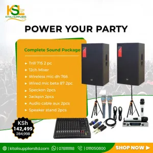 complete  sound package(trill715 2pcs, 12 inch mixer, wireless mic dh766,2pcs   speaker,,