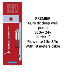 Premier 60M DC Pump 250W 24V – Solar Borehole Submersible Pump