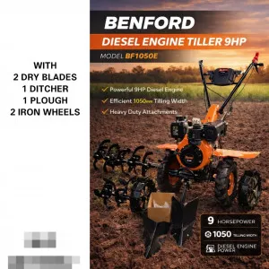 Benford 9HP Diesel Engine Tiller BF1050E – Heavy Duty Farm Cultivator in Kitale