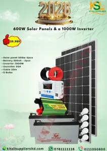 600watts  solar  fullkit   with 200ah  battries 2pcs  and  free bulbs