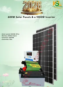 1.2KW Complete Solar Power Kit – Dual 600W Panels, 2×200Ah Deep Cycle Batteries & 1000W Inverter System