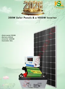 ☀️🔋 350W Solar Power Starter Kit – 200Ah Battery | 1000W Inverter | 30A Controller 🔌