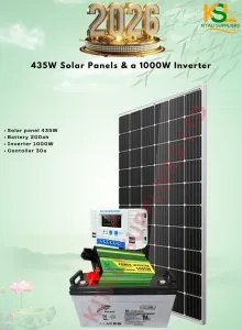 🔋☀️ 435W Complete Solar Power Kit – 200Ah Battery | 1000W Inverter | 30A Controller | 5 LED Bulbs | 20m Cable ⚡