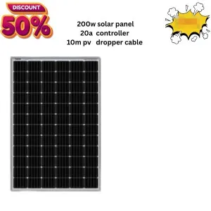 200W Solar Panel with 20A Controller & 10M Cable | Solar Kit Kenya