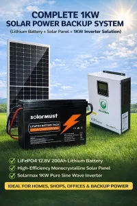 550w solar panel, 200ah 12.8v Lithium battery, 1kva hybrid inverter with  pv  6.00mm  cable