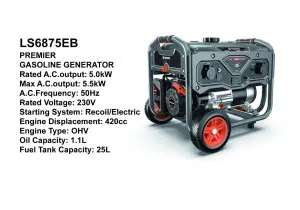 Premier LS4050EB 3.0KW Gasoline Generator – Portable Petrol Generator with Electric Start