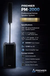 PM-2000 Active Professional Speaker – High Power DJ & PA Speaker