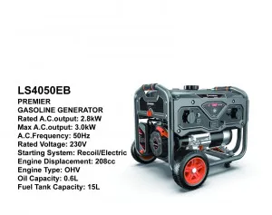 Premier LS4050EB 3.0KW Gasoline Generator – Portable Petrol Generator with Electric Start