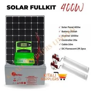 400W Complete Solar Power Kit with 200Ah Battery and 1000W Inverter | Kitali Suppliers