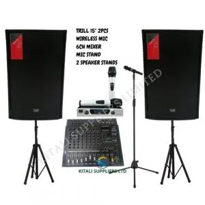 2 × Trill 815 Sound System with Mixer & Wireless Mic | Kitalisuppliers 🔊