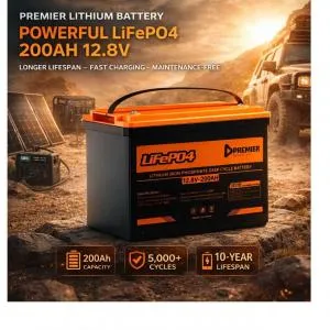 🔋 Premier Lithium Battery 12.8V 200Ah LiFePO4 | High Capacity Solar Energy Storage Battery