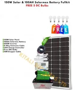 150W Solar Panel & 100Ah Solarmax Battery Full Solar Kit