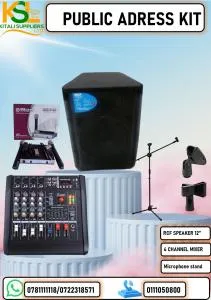 Professional Public Address Kit – RCF 12” Speaker, 4CH Mixer, Mic Stand & Omax Microphone 🎤🔊