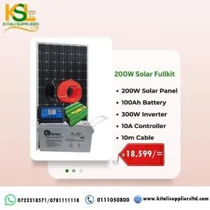200W Solar Panel Kit with 100Ah Battery, 300W Inverter & 10M Dropper Cable