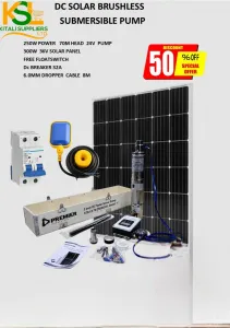 250W Premier Solar Water Pump Kit | 70M Head 24V Pump with 300W Solar Panel & Float Switch