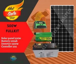 500W Complete Solar Power Full Kit – 200Ah Battery + 1500W Inverter + 30A Controller ⚡
