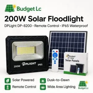 DP Light 200W Solar Floodlight – Ultra Bright Outdoor Security Light | IP65 Waterproof, Remote Control, Dusk-to-Dawn | Kitali Suppliers