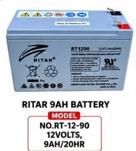 Ritar 12V 9Ah VRLA Rechargeable Battery – Maintenance-Free Reliable Backup Power