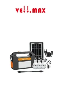 Vellmax V-EM-12702 Portable Solar Emergency Light Kit