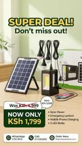 Solarmax Gd  Emergency Lantern with Phone Charging & 3 LED Bulbs in Kenya | Kitali Suppliers Ltd