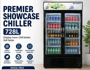 Premier 728L Showcase Chiller – Large Capacity Commercial Display Refrigerator