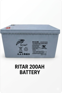 Ritar 200Ah 12V Solar Gel Deep Cycle Battery – High Capacity Maintenance Free Energy Storage Solution