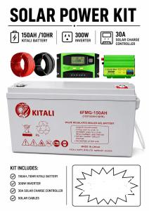 150Ah/10HR Solar Battery Kit with 300W Inverter & 30A Charge Controller – Complete Solar Backup Solution