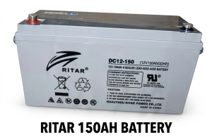 Ritar 150Ah 12V Solar Gel Deep Cycle Battery – Maintenance Free Solar Storage Battery