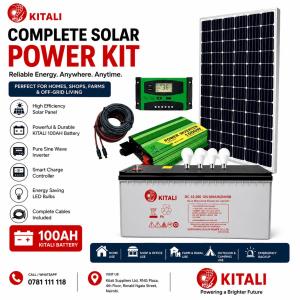Complete 485W Solar Full Kit – 100Ah 12V Sealed 200ah  Gel Battery + 1000W Pure Sine Wave Inverter + High Efficiency Solar Panel