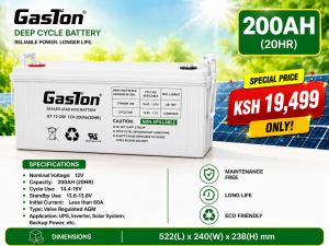 Gaston 12V 200AH Deep Cycle AGM Battery.