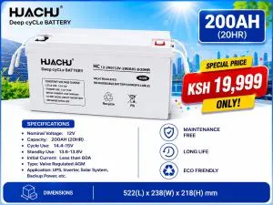 Yachu 200Ah 12V Deep Cycle Battery (20HR) – Reliable Solar & Backup Power Battery