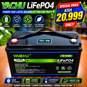 YACHU LiFePO4 Lithium Iron Phosphate Deep Cycle Battery (Model: YC 12100).