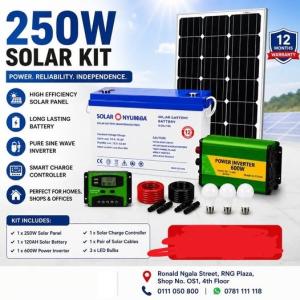 250W Solar Kit with 120Ah Battery, 600W Inverter & Charge Controller – Complete Home Solar System