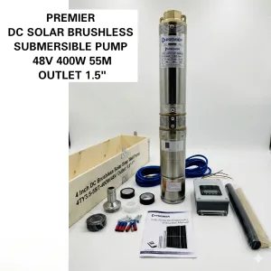 Premier 4-Inch DC Brushless Solar Deep Well Pump – High-Efficiency Off-Grid Water Pump Complete Kit