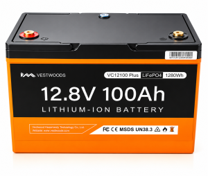 a Vestwoods VC12100 Plus 12.8V 100Ah Lithium Iron Phosphate (LiFePO4) Battery