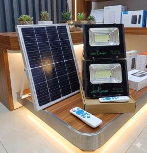 JSOT T-C100+100 2-in-1 Solar LED Floodlight Kit – Dual 100W Security Light with Solar Panel & Remote