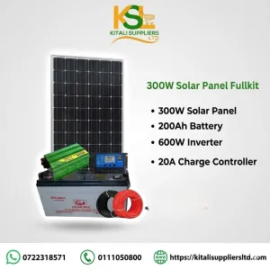 300W Complete Home Backup Solar Kit with 200Ah Deep Cycle Battery & 600W Pure Sine Wave Inverter