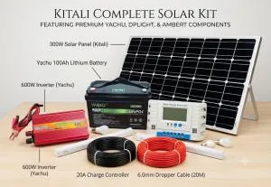 300W Solar Home Power Kit – 100Ah Yachu Battery, 600W Inverter & 20A Charge Controller