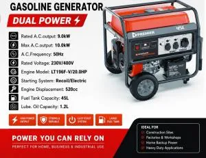 Premier LT13500 EMDG-B Gasoline Generator – Dual Starting System (Recoil & Electric Start)