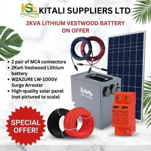 2kWh Vestwood Solar Power Supply Kit – 625W Solar Panel with Surge Protector & 15M 6.0mm Solar Cable