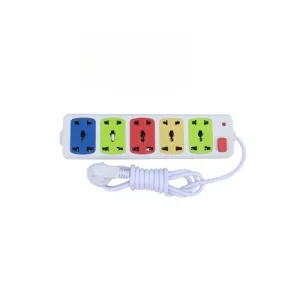 Multi-Color 5-Way Extension Cord Power Strip with Surge Protection – Heavy-Duty Power Extension for Home & Office