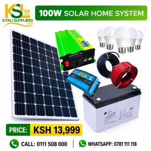 100W Solar Full Kit with 80Ah Battery, 300W Inverter, 10A Controller, 10m Cable & 5 Free LED Bulbs