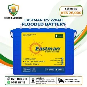 Eastman 12V 220Ah Flooded Tubular Solar Battery – High-Capacity Deep Cycle Backup Power for Home, Business & Solar Systems