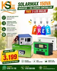 150VA Solar Inverter with 10A Charge Controller – Compact Home Solar Power Solution