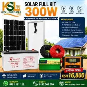 300W Solar Full Kit – 300W Solar Panel, 200Ah Solar Battery, 1500W Inverter & 30A Charge Controller