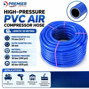 Heavy Duty 3/4 Inch PVC Air Compressor Hose Pipe 50M – 20 Bar High-Pressure Flexible Industrial Air Hose